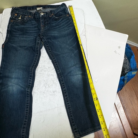 True Religion Straight Leg Flaps Picket Stitch Boys Zip Fly Vintage Blue sz 10 - Picture 16 of 16